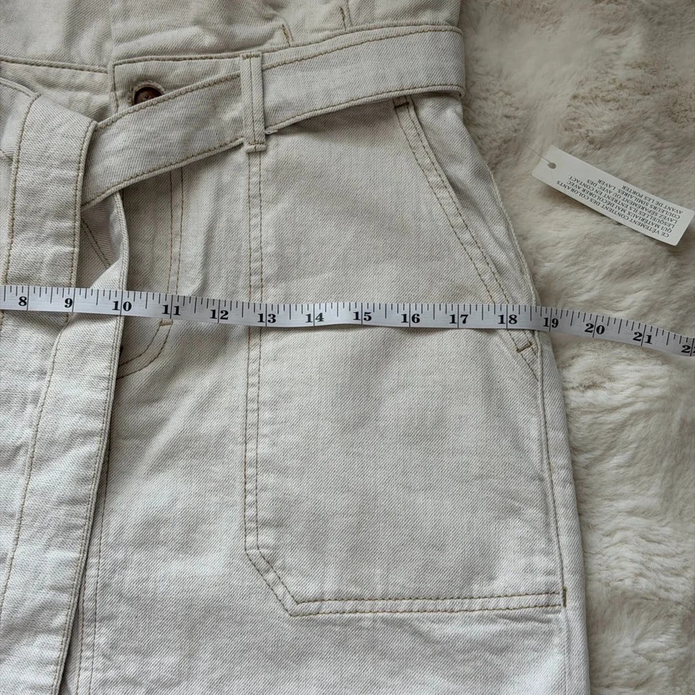 Free People Splendor In The Grass Light Oatmeal Paper - Bag Waist Mini Skirt-6/S